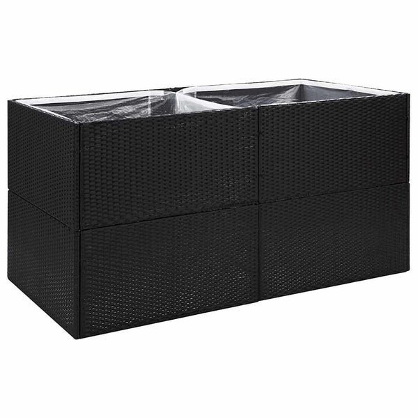 vidaXL Planter Black 157x80x80 cm Poly Rattan