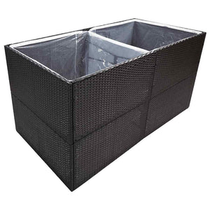 vidaXL Planter Black 157x80x80 cm Poly Rattan