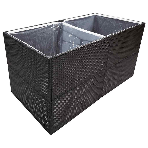 vidaXL Planter Black 157x80x80 cm Poly Rattan