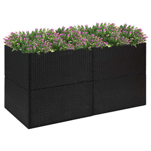 vidaXL Planter Black 157x80x80 cm Poly Rattan