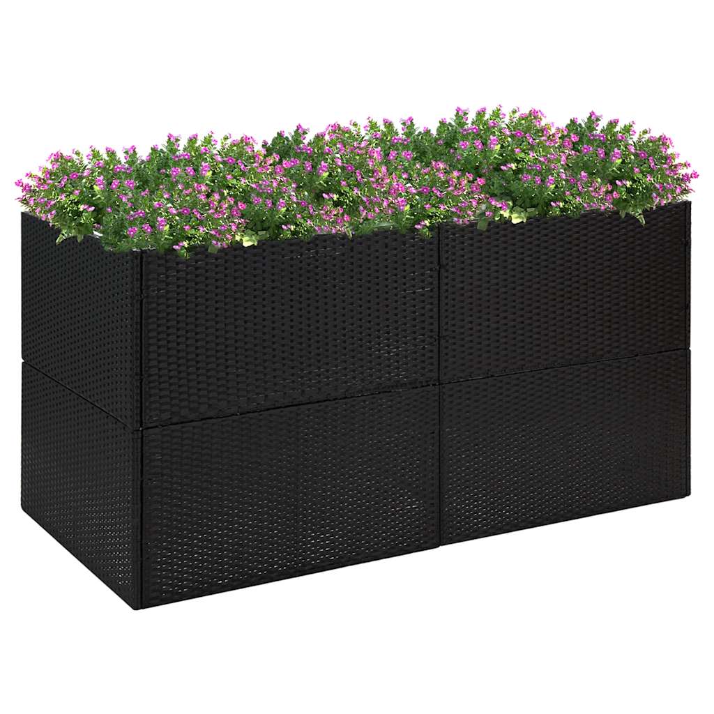 vidaXL Planter Black 157x80x80 cm Poly Rattan