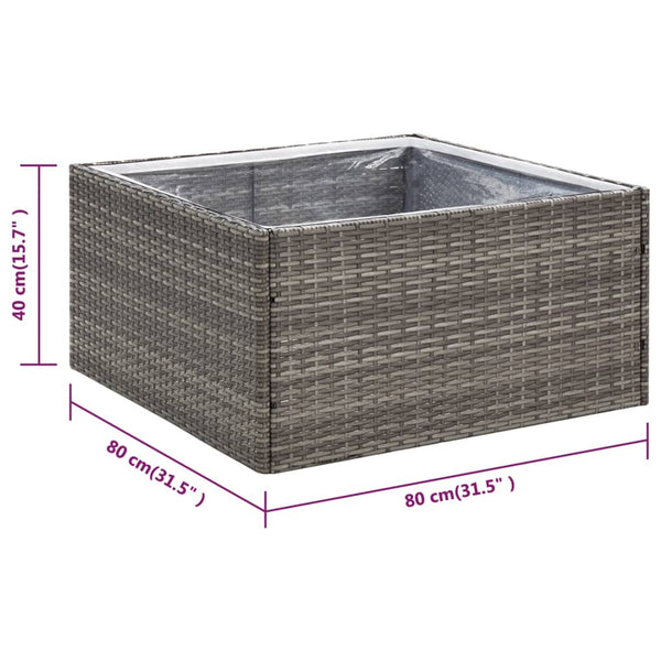 vidaXL Raised Garden Bed Gray 80x80x40 cm Poly Rattan