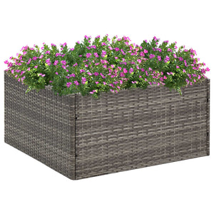 vidaXL Raised Garden Bed Gray 80x80x40 cm Poly Rattan