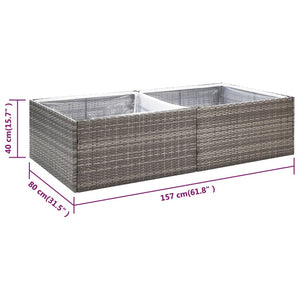 vidaXL Planter Gray 157x80x40 cm Poly Rattan
