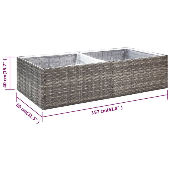 vidaXL Planter Gray 157x80x40 cm Poly Rattan