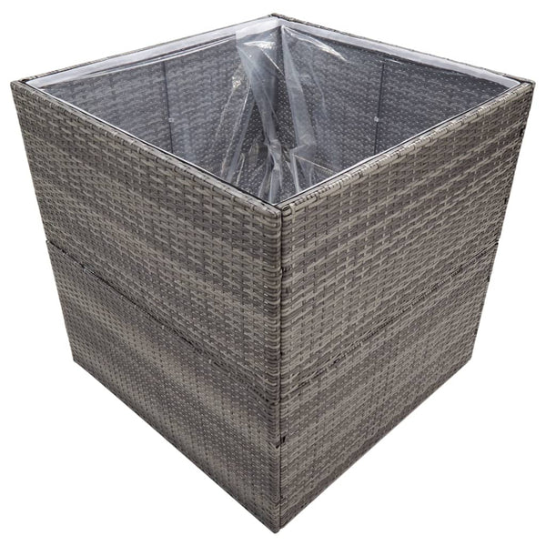 vidaXL Raised Garden Bed Gray 80x80x80 cm Poly Rattan