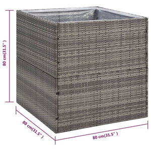 vidaXL Raised Garden Bed Gray 80x80x80 cm Poly Rattan