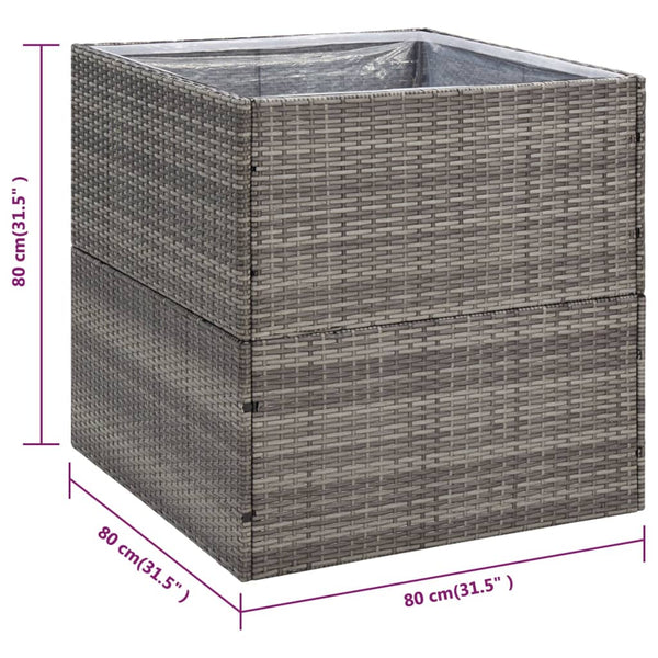 vidaXL Raised Garden Bed Gray 80x80x80 cm Poly Rattan