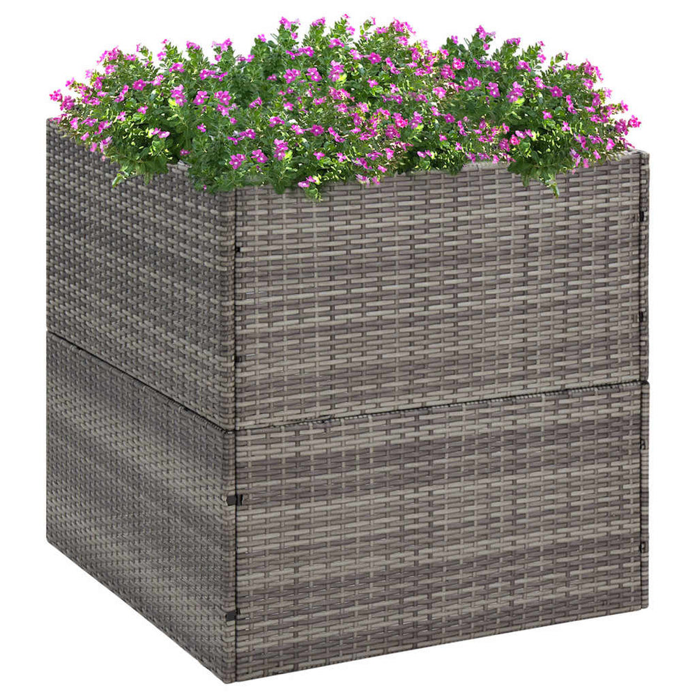 vidaXL Raised Garden Bed Gray 80x80x80 cm Poly Rattan