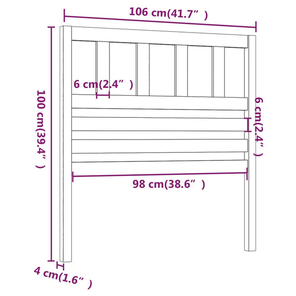Honigbraunes Kiefer Massivholz Kopfteil 106 cm