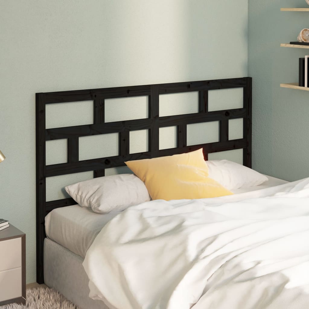 vidaXL Headboard Black 141x4x100 cm Solid Pine Wood