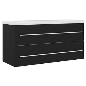 vidaXL Bathroom Vanity Unit with Integrated Sink Black Engineered Wood