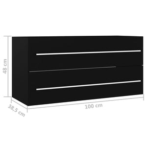 vidaXL Bathroom Vanity Unit with Integrated Sink Black Engineered Wood