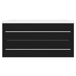 vidaXL Bathroom Vanity Unit with Integrated Sink Black Engineered Wood