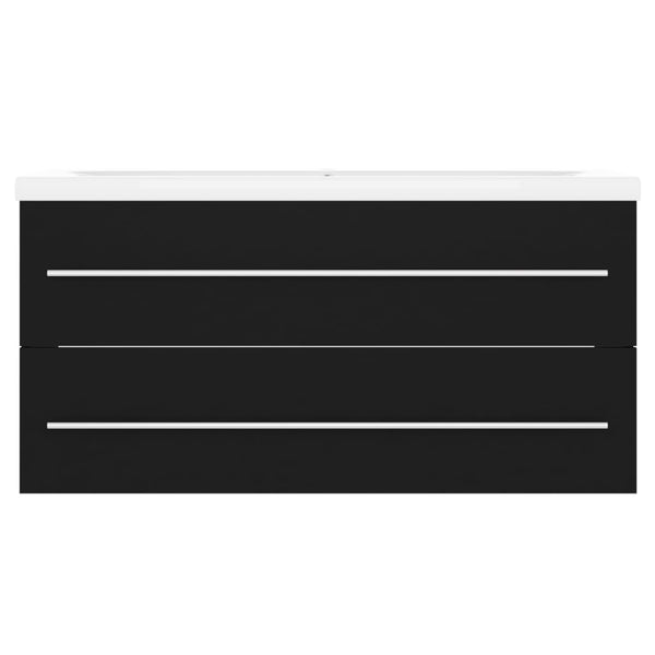 vidaXL Bathroom Vanity Unit with Integrated Sink Black Engineered Wood