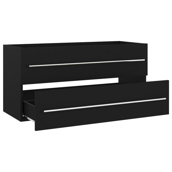 vidaXL Bathroom Vanity Unit with Integrated Sink Black Engineered Wood