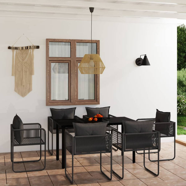 vidaXL 7-Piece Outdoor Dining Set Black