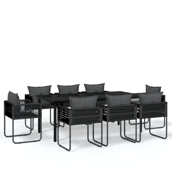 vidaXL 9-piece Garden Dining Set Black