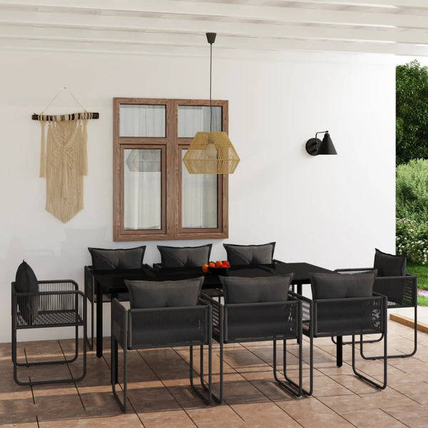 vidaXL 9-piece Garden Dining Set Black