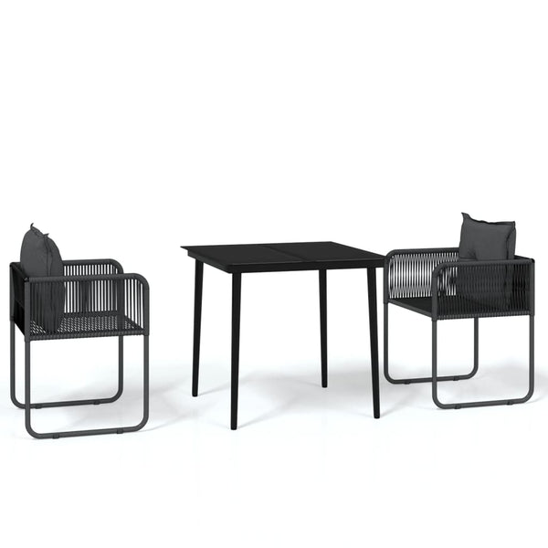 vidaXL 3-Piece Outdoor Dining Set Black