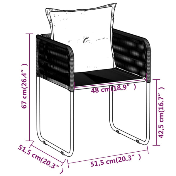vidaXL 5-piece Outdoor Dining Set Black