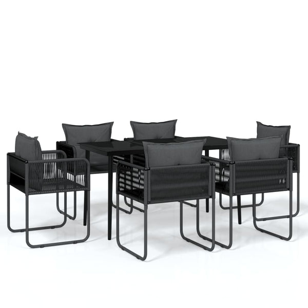 vidaXL 7-Piece Outdoor Dining Set Black
