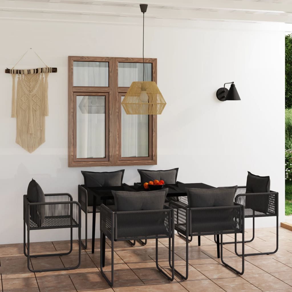 vidaXL 7-Piece Outdoor Dining Set Black