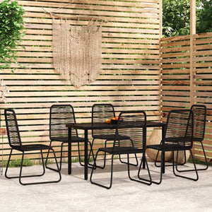 vidaXL 7-Piece Outdoor Dining Set Black