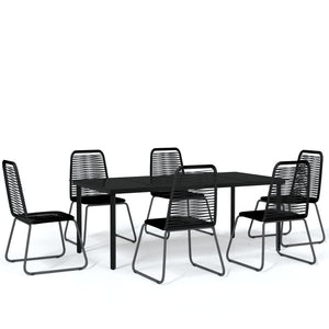 vidaXL 7-Piece Outdoor Dining Set Black