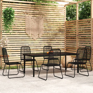 vidaXL 7-Piece Outdoor Dining Set Black