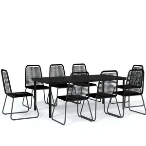 vidaXL 9-piece Garden Dining Set Black