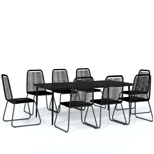 vidaXL 9-piece Garden Dining Set Black