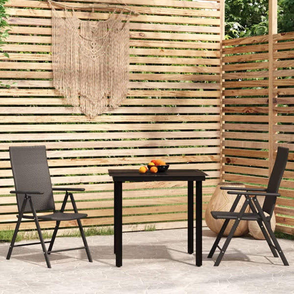 vidaXL 3-Piece Outdoor Dining Set Black