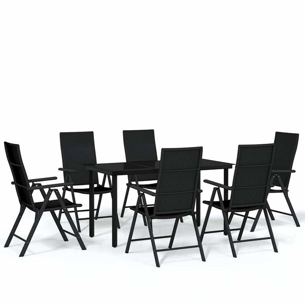 vidaXL 7-Piece Outdoor Dining Set Black