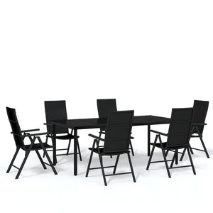 vidaXL 7-Piece Outdoor Dining Set Black