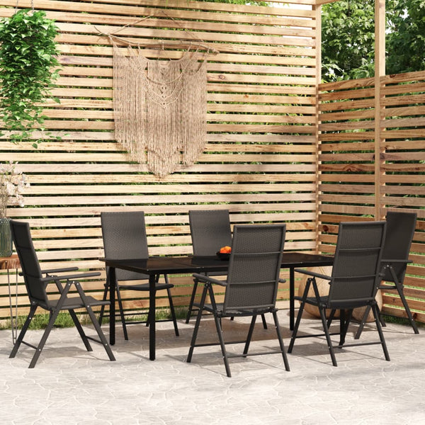 vidaXL 7-Piece Outdoor Dining Set Black