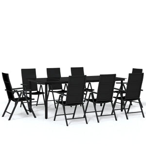 vidaXL 9-piece Garden Dining Set Black