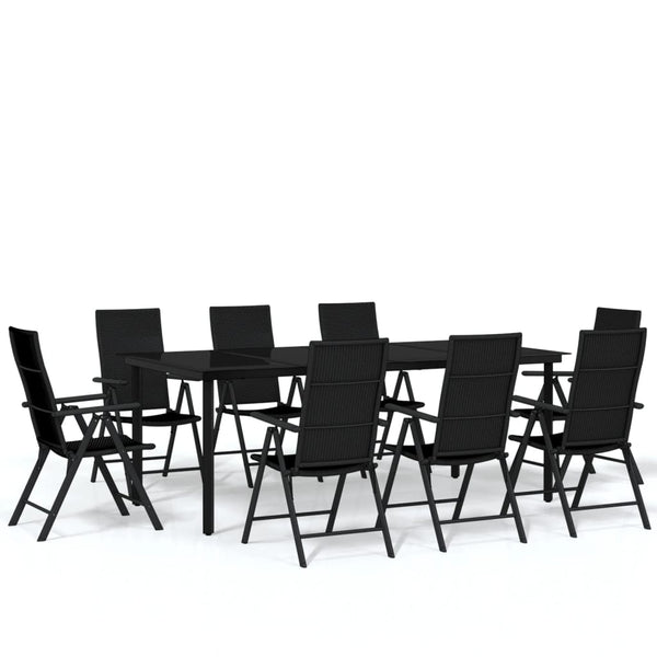 vidaXL 9-piece Garden Dining Set Black