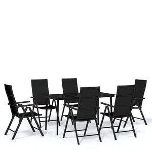 vidaXL 7-Piece Outdoor Dining Set Black