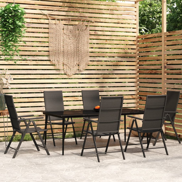 vidaXL 7-Piece Outdoor Dining Set Black
