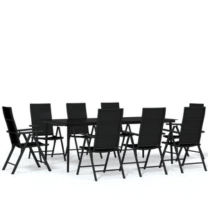 vidaXL 9-piece Garden Dining Set Black