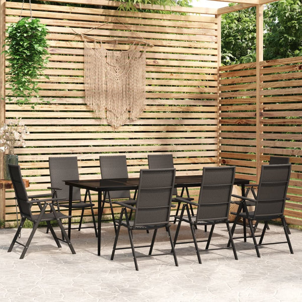 vidaXL 9-piece Garden Dining Set Black