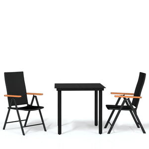 vidaXL 3-Piece Outdoor Dining Set Black