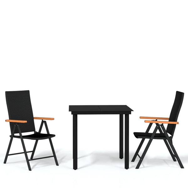 vidaXL 3-Piece Outdoor Dining Set Black