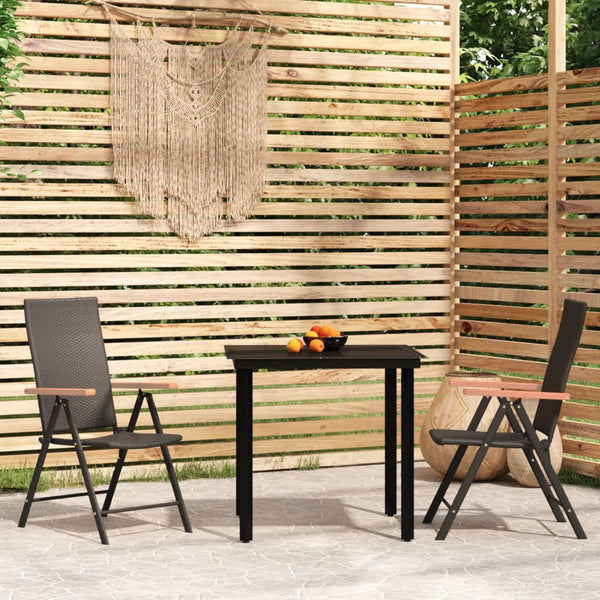 vidaXL 3-Piece Outdoor Dining Set Black