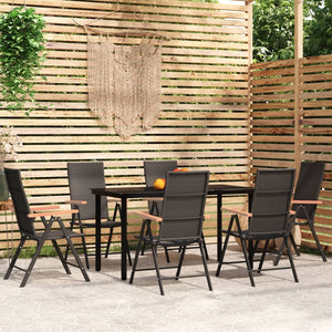 vidaXL 7-Piece Outdoor Dining Set Black