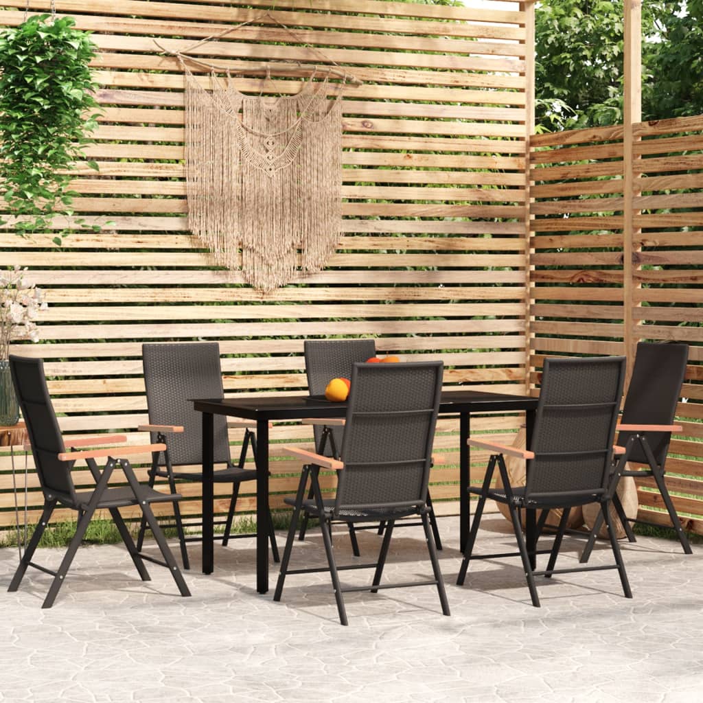 vidaXL 7-Piece Outdoor Dining Set Black