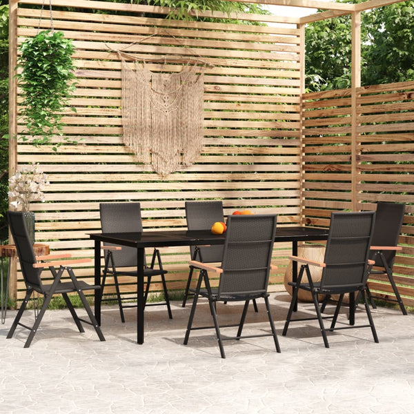 vidaXL 7-Piece Outdoor Dining Set Black