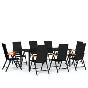 vidaXL 9-piece Garden Dining Set Black