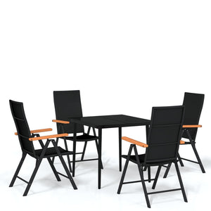 vidaXL 5-piece Outdoor Dining Set Black